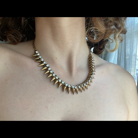 Gold Spike Studded Necklace - Picture 2 of 2